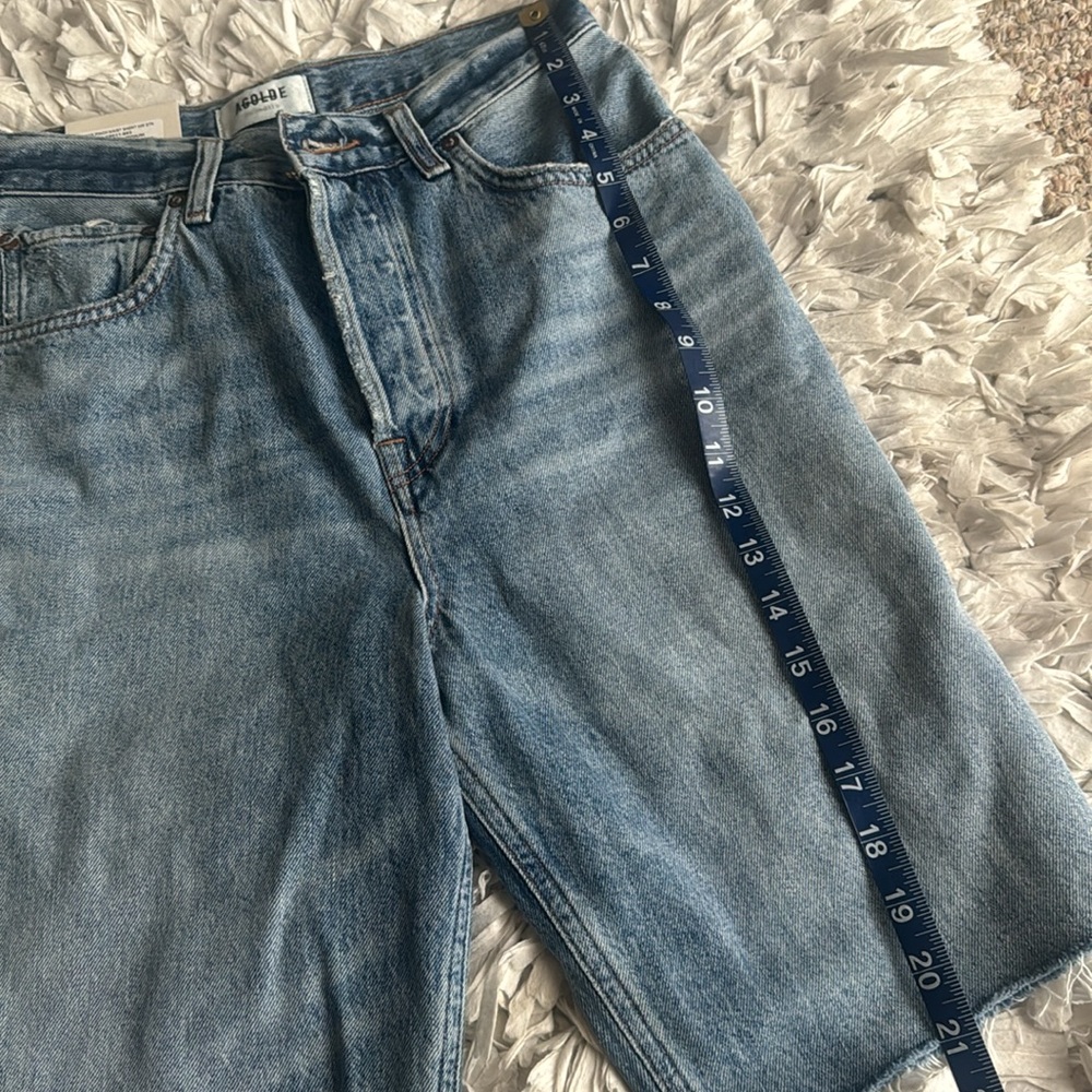 Agolde 90s Shorts, Light Wash High-Rise Denim Bermuda, Size 26 - Picture 12 of 14